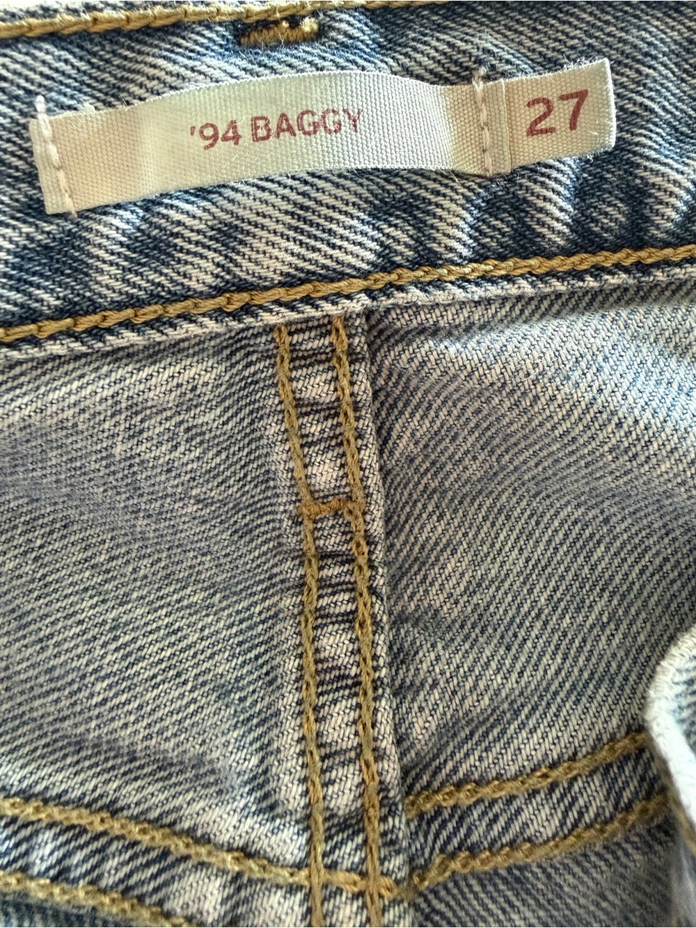 Levi’s 27 ‘94 Baggy Distressed Lightwash Distressed Cotton Jeans Streetwear - Picture 7 of 9